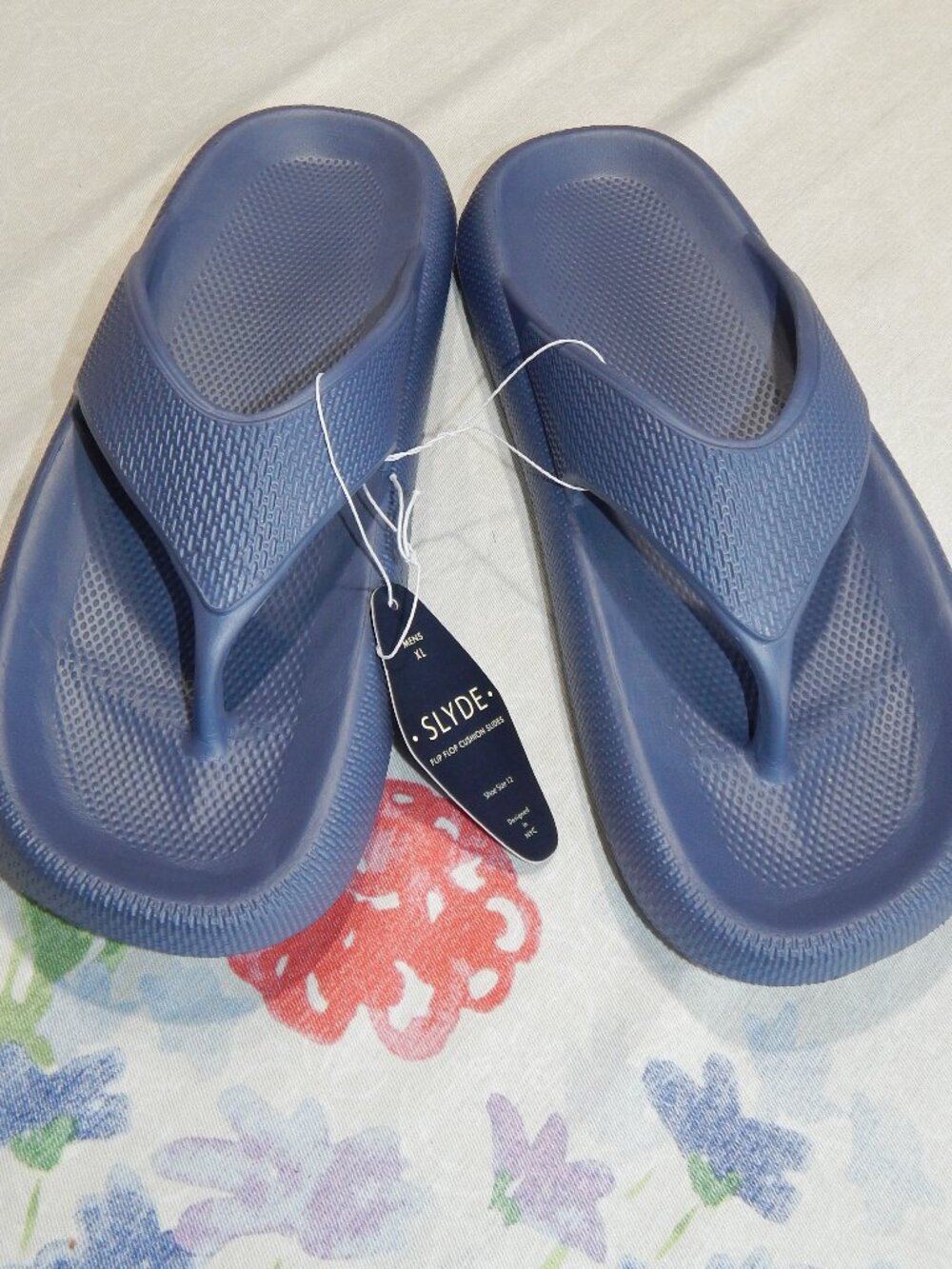 NEW Men's Size XL 12 Blue Flip Flop Cushion Slides by SLYDE Beach Pool Shoes